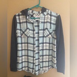 Girls Hooded Justice Button Down Top Size 14